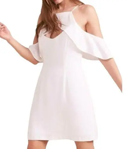 BB Dakota NEW  Kaless Off Shoulder White Ruffle Cut Out Shift Dress Women’s 10