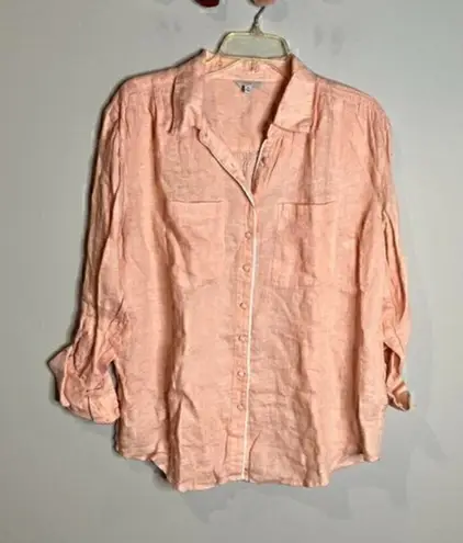 Joie  peach linen button down top - Image 1