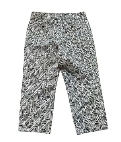 Soft Surroundings Women's Black Ivory Geometric Woven Ankle Pants Sz 10