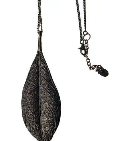 ZAD Bronze Leaf Pendant Necklace With Chain Lobster Clasp Retro u