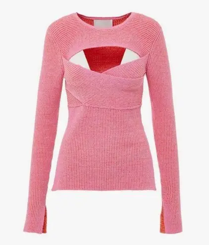 3.1 Phillip Lim Sweetheart Ribbed Knit Top Bubblegum Size Small