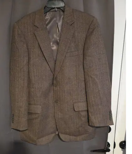 Saddlebred Chevron Plaid Wool Blazer, 2 Button Jacket 42L, Casual Dress Coat - Image 1