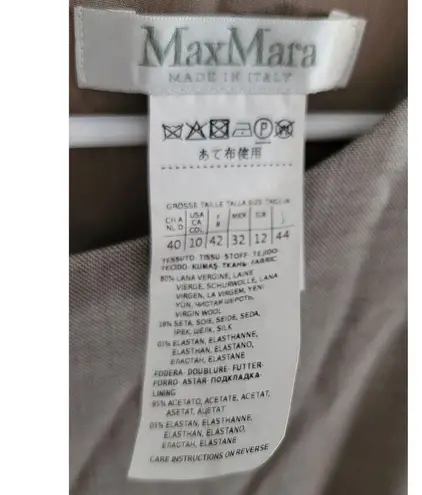 Max Mara Fazio Wool Silk Blend Flared Hem Dress Gray Beige 10