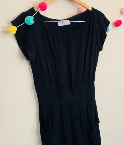 A.L.C. Black Short Sleeve Smocked Waist Mini Dress Size Medium 