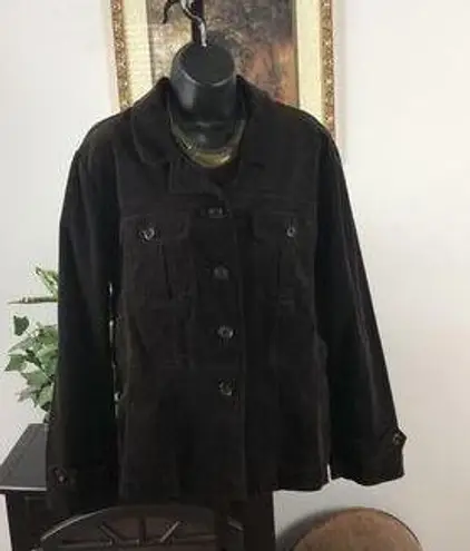 Fashion Bug Fashion Bugs Women 14/16W Jacket Stretch Brown Open Button Front Long Sleeve - Image 1