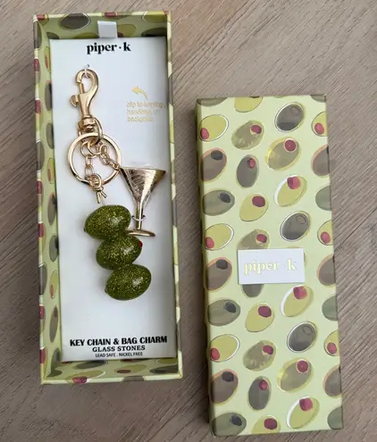 Piper K Olive Martini Key Chain & Bag Charm Gold thumbnail 1