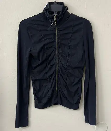 XCVI Black Cotton Blend Jacket Top Pre Shrunk Lagenlook Streetwear Sz XS
