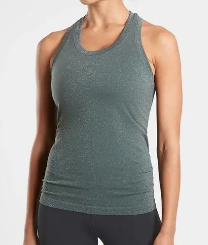 Athleta  Momentum sleeveless dark green shine sparkly racerback tank top size M