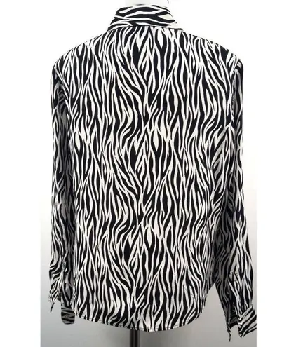 Women's 100% Silk Zebra Edgy Button