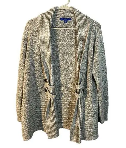 Apt. 9  Gray Opened Front Long Sleeve Textured Sweater Knit Cardigan Women Sz PL