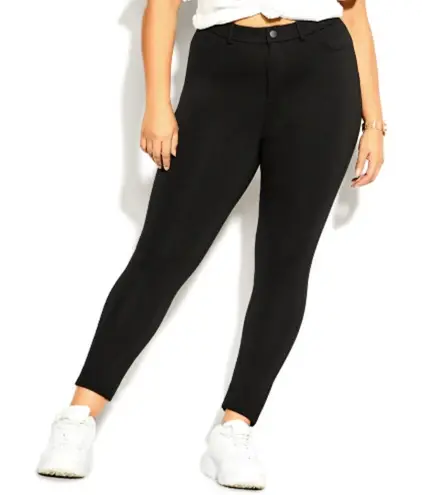City Chic NEW Plus 16 1X Black Subtle Legging Pants Stretch
