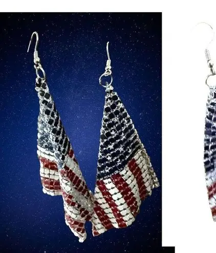 Handmade New American Flag Earrings Drop Dangle Stars Stripes Patriotic July 4 Ve…