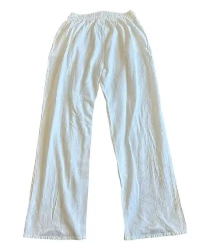 Seaspice Resort Wear White Cropped Pants Wide Leg 100% Peruvian Cotton Large NWT