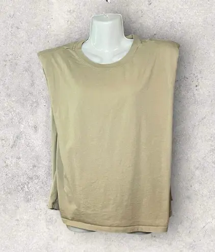 Babaton Aritzia Women's Size 1X Beige Padded Shoulder Sleeveless Tank Top