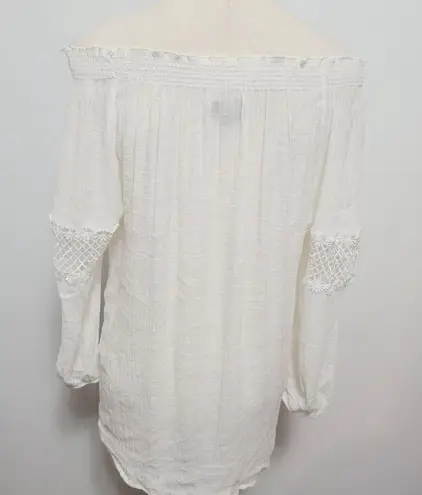 Cal Style white rayon blend guaze off shoulder blouse size medium