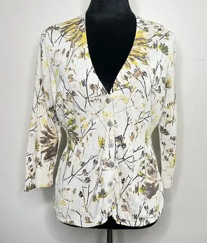 Vintage Reversible Peplum Cottagecore Style Floral Button Front Knit Sweater Size M