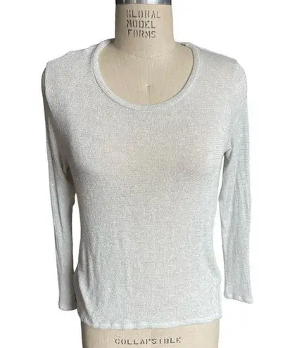 Joah Brown Long Sleeve Scoop Neck Gray Knit Top Size S/M Small Medium