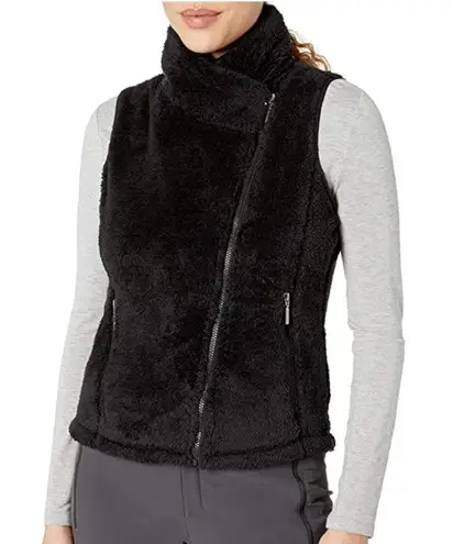 Mountain Khakis Wanderlust Fleece Vest M Zip Black Fuzzy Assymetric Moto Size M