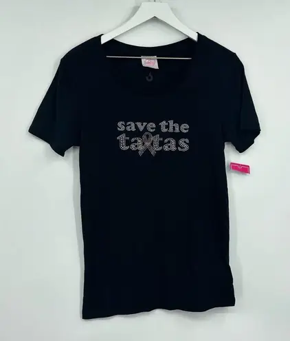 Save The Tatas Rhinestone Shirt Size Medium NWT Breast Cancer