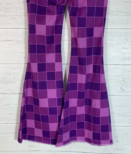 American Bazi purple checkered flare pants size Small