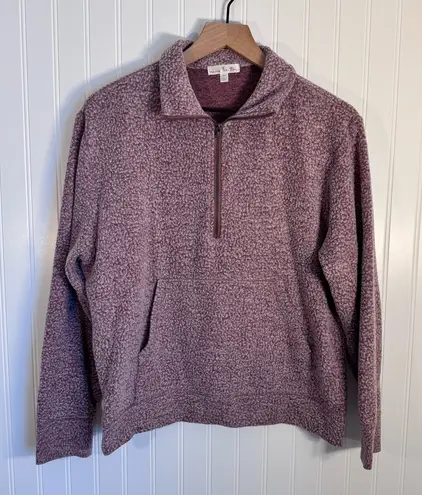 Nine Britton Hana Quarter Zip Fleece Exterior Pullover Sweater Maroon Size M - Image 1