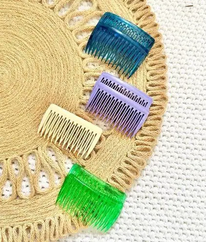 Wilhold Vintage 80s Set 4 Pairs 8 Total Blue Green Purple Cream Side Hair Combs