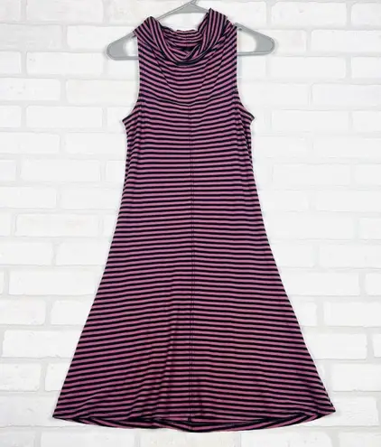 Horny Toad Pink Navy Stripe Sleeveless Cowl Neck A-Line Dress Women's XS
