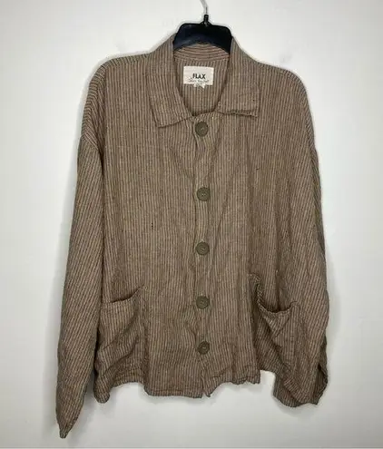 Flax by Jeanne Engelhart 100% linen button down shirt size generous