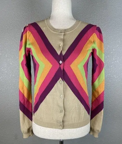 Moschino  Cheap Chic Button Up Cardigan Sweater Size 4 Retro Stripe Lightweight