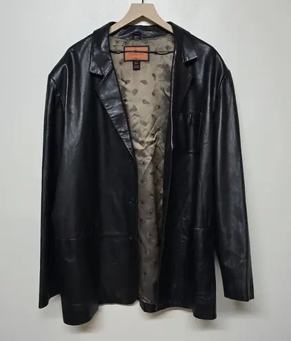 Bullock & Jones Mens Buttery Soft 100% Genuine Black Leather Sports Jacket XXL