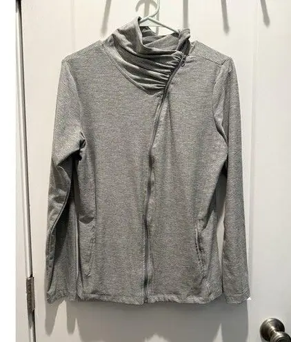 Jockey M Ruched Terry Full Zip Sweatshirt Stretch Gray Women's Fitness Top Size M
