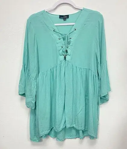 Suzanne Betro womens 100% rayon ¾ sleeve green top plus blouse size 2x