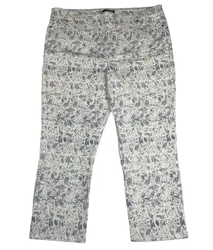Mario Serrani Comfort Stretch Cuff Capri Pants Toile Print Blue/White Size XL