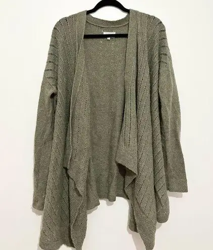 Lou & grey  open front knit green cardigan sweater waterfall alpaca wool blend