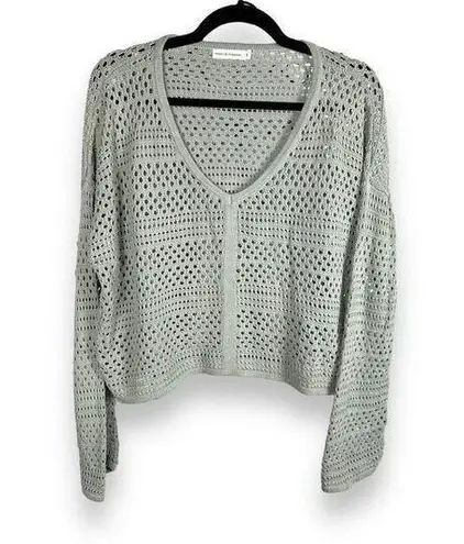 The Moon  & Madison Open Weave Crochet Crop Sweater