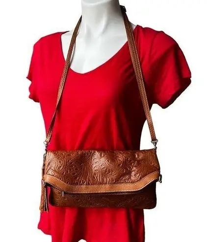 Borse In Pelle Genuine Leather Artisan Stamped Leather Crossbody Bag