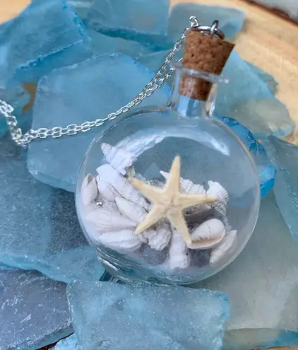 Sweet Lemons Real Miniature Seashells In Glass Bottle Necklace