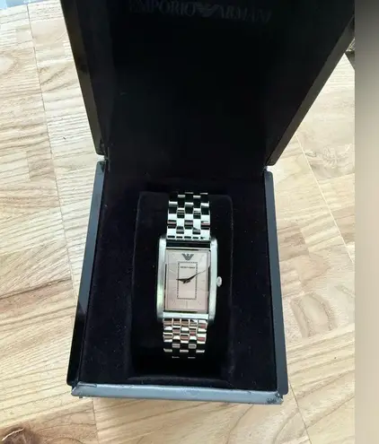 Emporio Armani Solid Stainless Curvex Watch Tinted Crystal New in Original Box