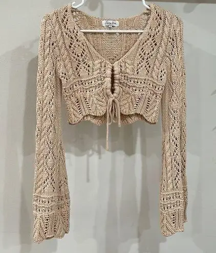 Francesca's Long Sleeve Crochet Top