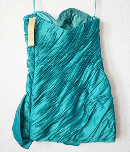 Mac Duggal NWT Teal Bow Detail Mini Strapless Dress Size 6
