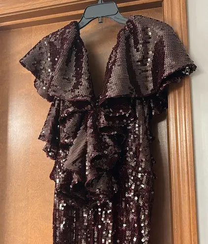 Rotate Birger ChristensenRuffled Sequined jumpsuit Size 10