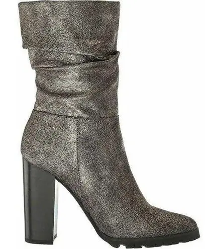 Katy Perry NWT Raina Fabric Pointed Toe Mid-Calf Fashion gunmetal Metallic boot