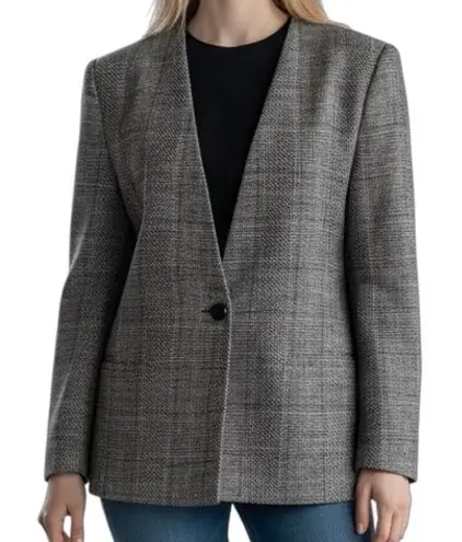 Barclay Square Women's Sz 10 Plaid Flecked Wool Silk Blazer Jacket Career Office Gray