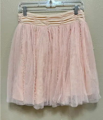 Twelve by Twelve Pink Tulle Pearl Embellished Mini Skirt L Size undefined