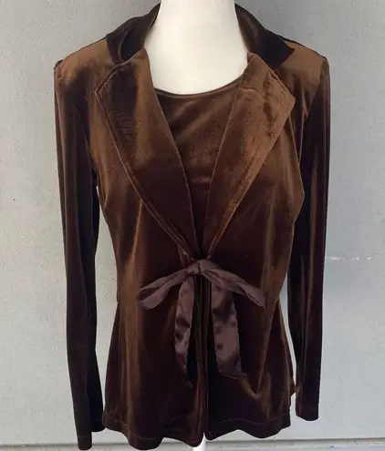 kim rogers Vintage dark brown witchy whimsygoth velvet bow cardigan top