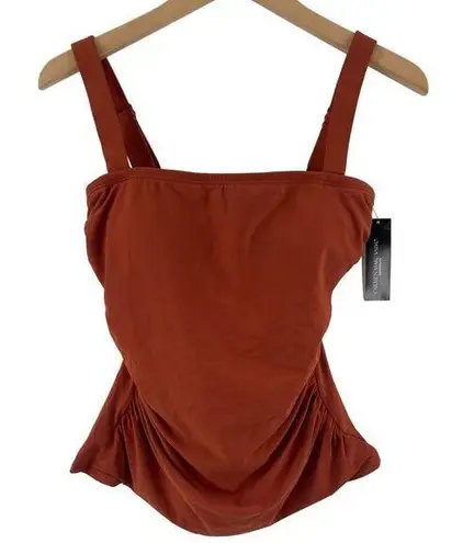 Carmen Marc Valvo Tankini Size Extra Small Square Neck Arab Spice Ruched Sides