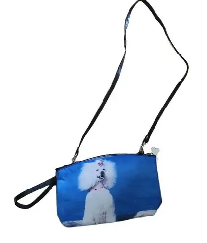BRACIANO Crossbody Bag Womens Blue Poodle Print Whimsical Dog Lover