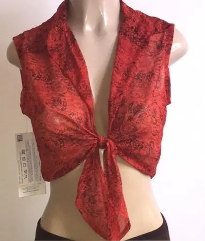 Zuliana Size Large Sleeveless Mesh Front Tie Crop Top. Made in USA New with Tags Brown