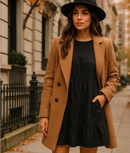 Tuckernuck Pomander Place “Quinn” Black Puff Sleeve Tiered Mini Dress | Size S