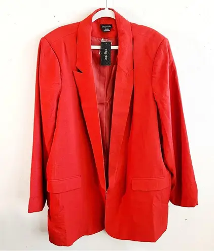 City Chic Blazer Essence Longline Jacket in Rust Orange-Red Sz 24 (XXL) NWT
